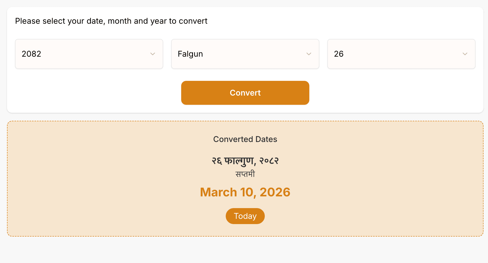 B.S to A.D Date Conversion Result